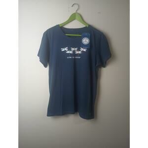 Life is Good Crusher Tee Shirt Women's NWT Large Blue dragonflies Novelty print